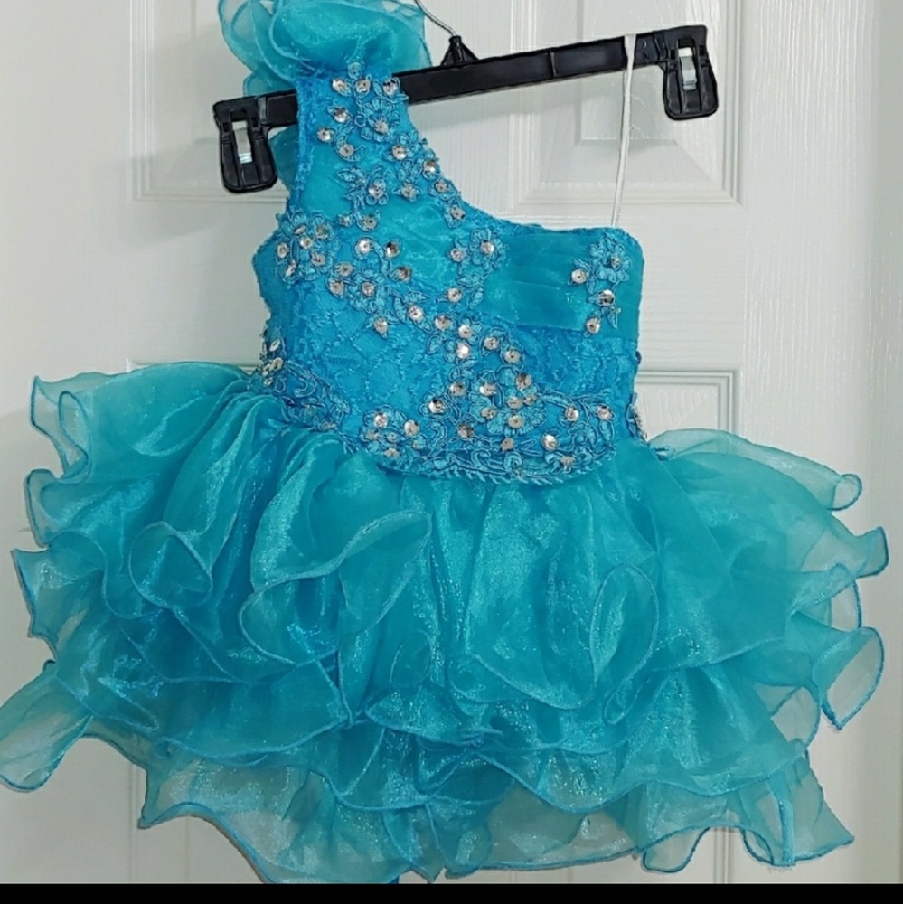 2T/3T Blue Semi-Glitz Short Pageant Dress